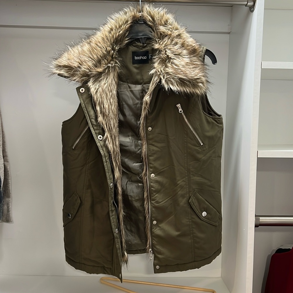 Furry vest 
Boohoo